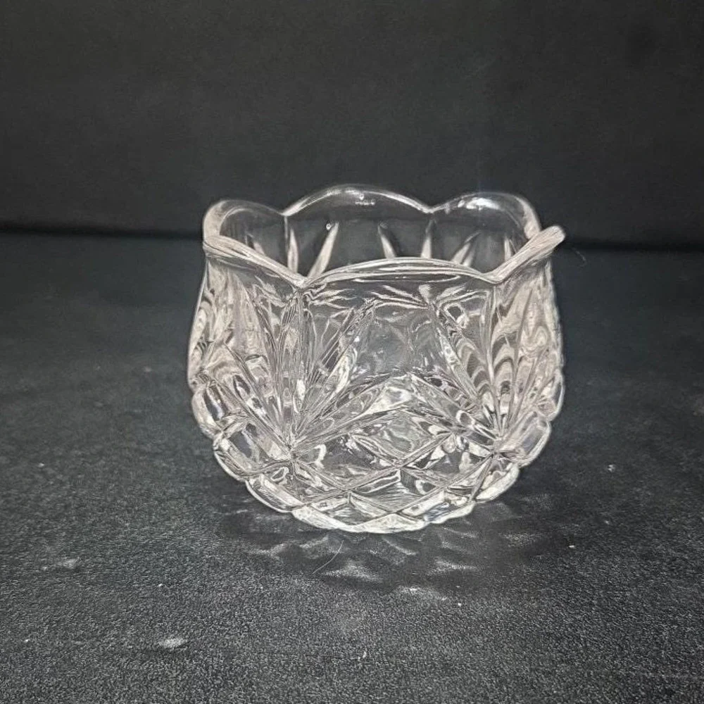 Crystal Clear Pineapple‎ Design Candleholder, Vintage Diamond Pressed Glass